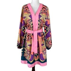 Pink Ripple Long Sleeve Dress